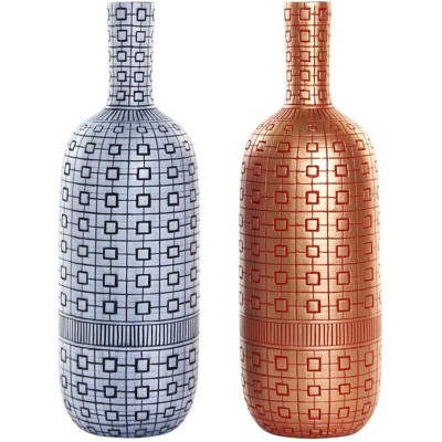 Vaso DKD Home Decor Azzurro Rosso Resina Orientale (2 pcs) (13 x 13 x 42.5 cm)