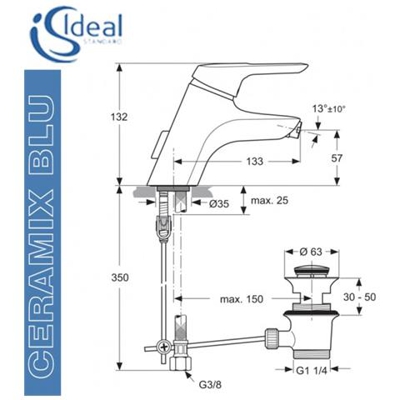 Ceramix Blu A5655 Miscelatore Bidet T / flex