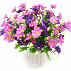 4 bouquet artificiali 28 teste, dolce fiore margherita finta per uso esterno, decorazione del giardino di casa per matrimoni (viola) - Soekavia en oferta