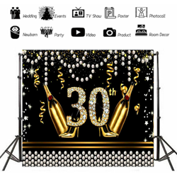 30 compleanno fotografia sfondo nero oro foto sfondo decorazioni per feste puntelli 200x150 cm precio