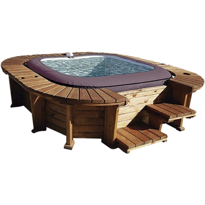 Piscina Idromassaggio in Legno K2O Royal Beach Per 5-7 persone Quadrata 271x296x80 cm con Luci LED