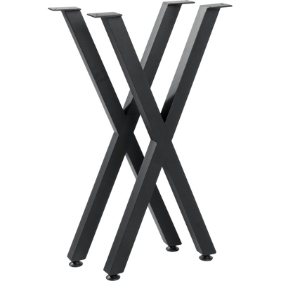 2x Gamba da tavolo in metallo a forma di X industriale con protezione per pavimento Caff¨¨ Ufficio fai da te a forma di X (72x40 cm)