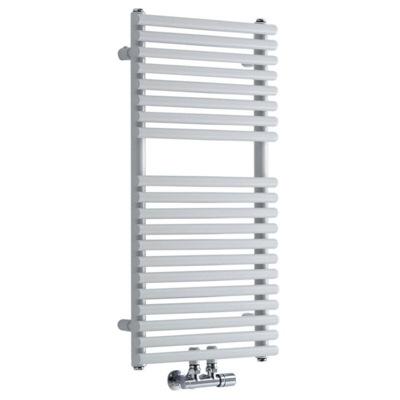 Hudson Reed Magera Scaldasalviette Moderno di Design Verticale - Termoarredo Bagno con Attacchi Centrali - Acciaio Bianco - 304W - 835 x 400mm