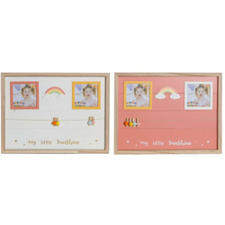 Quadro Portafoto con Mollette Legno MDF Arcobaleno (2 pcs) (42 x 2 x 32 cm) - Dkd Home Decor características