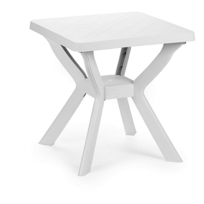 Tavolo Reno quadrato 70x70x72 bianco resina gambe incrociate