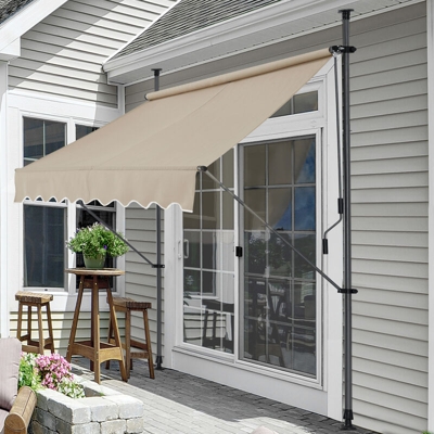 Tenda da sole avvolgibile a barra quadra con gambe - 150 x 120 x 200-300 cm - Parasole - Color sabbia