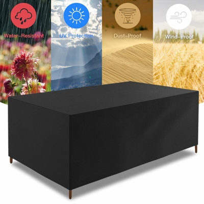 KCASA Fodera per mobili Fodera per tavolo e sedia da esterno durevole e resistente all'acqua Rettangolo S (120x120x74cm) nero S (120x120x74cm)