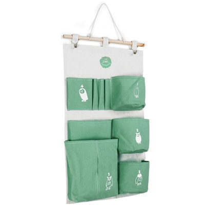 Multi tasche da appendere alla parete in tela impermeabile borse portaoggetti da parete camera da letto arredamento ufficio verde multi-tasche