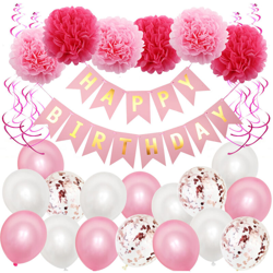 Palloncino da 16 pollici Decorazione per feste di buon compleanno Banner Bunting Balloon Background Party Need Decoration (rosa) precio