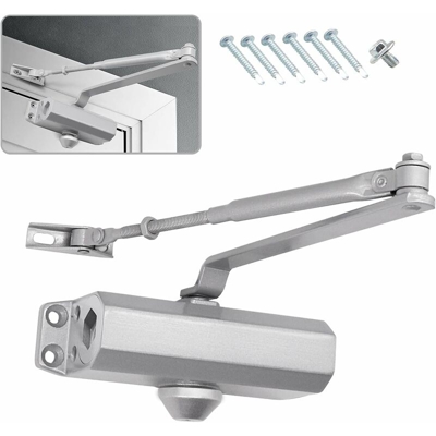 LITZEE Chiudiporta Automatico Idraulico, Chiudiporta a Molla Regolabile, Tampone Chiuso per uso Commerciale e Domestico 25-45 kg Porta con