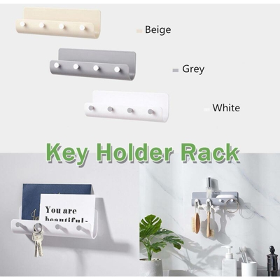 Portachiavi a parete Gancio Chiavi Scaffale da appendere Home Office Scaffale pensile Grigio Grigio Decor