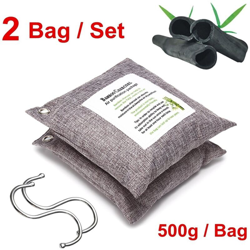 2 pezzi / sacchetto purificatore d'aria naturale per auto a casa 500 g deumidificatore a carbone di bamb¨´ per rimuovere gli odori 2 sacchetti / set precio