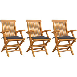 vidaXL Sedie da Giardino con Cuscini Antracite 3 pz Massello di Teak - Antracite características