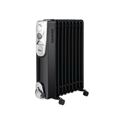 AR4R09B Radiatore a Olio Elettrico con 9 Elementi, 3 Potenze e Vano Avvolgicavo, 2000 W, Nero/Silver - Ardes