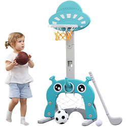 55 * 58 * 146 cm Canestro da basket per bambini Set da basket incluso gioco di basket, calcio - Bleu clair características