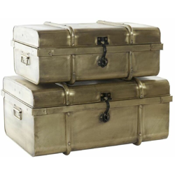 Baule DKD Home Decor Grigio Metallo (2 pcs) en oferta