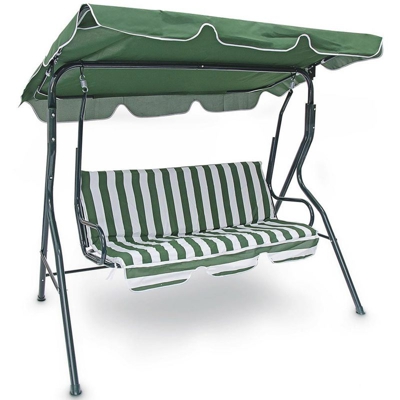Dondolo da Giardino 3 Posti Altalena per Esterno Acciaio + Tettuccio Verde Green