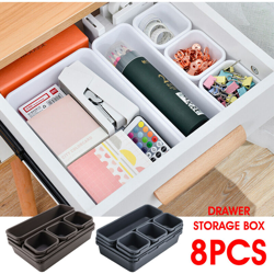 Scatola portaoggetti per cassetti 8x Portaoggetti per desktop Portaoggetti per gioielli Porta pennelli per trucco (Bianco) precio
