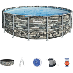 Piscina fuori terra 56886 Bestway Power Steel rotonda effetto pietra 549x132cm precio
