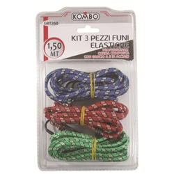 KIT 3 pz Funi Elastiche Diam 8MM L=1,50MT Colori Assortiti Doppio Gancio en oferta