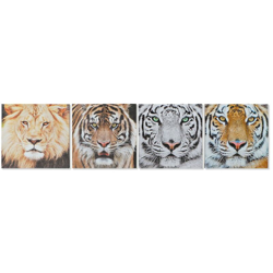 Quadro Tiger Tela (4 pcs) (40 x 1.8 x 40 cm) - Dkd Home Decor en oferta