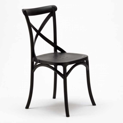 Sedie cucina bar in polipropilene Vintage Paesana Cross design | Nero