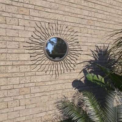 YOUTHUP Specchio da Parete per Giardino a Raggiera 60 cm Nero - Nero