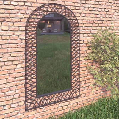 YOUTHUP Specchio a Parete da Giardino ad Arco 60x110 cm Nero - Nero
