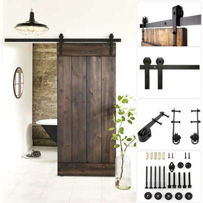 MVPOWER 6FT (183.0cm) Binario per Porta Scorrevole Kit Accessori per Porta Scorrevole di Placcatura Strato in Stile Rustico, Nero