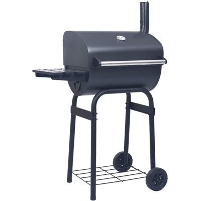 vidaXL Barbecue a Carbone con Affumicatore e Ripiano Basso Nero - Nero