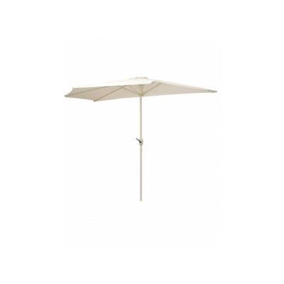 Ombrellone mezzaluna Ø 2,70xH2,50 mt con snodo e 5 stecche telo in polyestere bianco mod. Sun