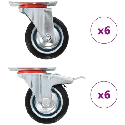 vidaXL Ruote Girevoli 12 pz 75 mm