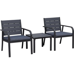 Set di mobili da giardino in resina imitazione legno Maldives - Grigio/Nero precio