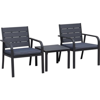 Set di mobili da giardino in resina imitazione legno Maldives - Grigio/Nero