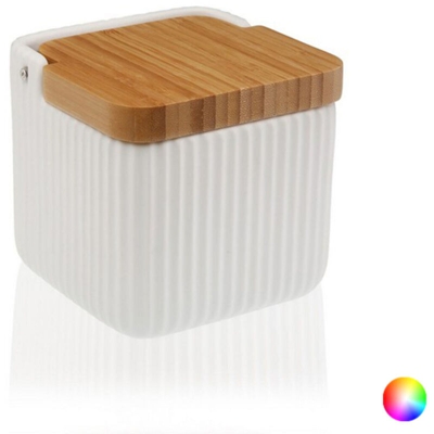 Portasale con Coperchio Ceramică (11,5 x 11,5 x 11,5 cm) Colore:Bianco