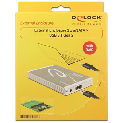 42571, SSD, Micro Serial ATA, 3.1 (3.1 Gen 2) , USB Type-A, Femmina, Argento