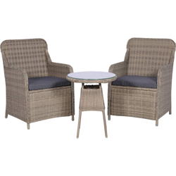 Set da Bistro 3 pz con Cuscini in Polyrattan Marrone características