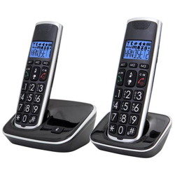 Telefono Cordless DECT Duo con Tasti Grandi e Vivavoce PDX-2728 Colore Nero / Argento en oferta