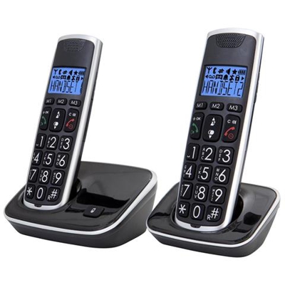 Telefono Cordless DECT Duo con Tasti Grandi e Vivavoce PDX-2728 Colore Nero / Argento