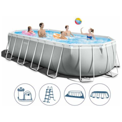 26798 Piscina Ovale Metal Frame Prisma 610 X 305 X 122con Pompa Filtro da 5,678 L / H, scaletta, telo appoggio e copertura. precio