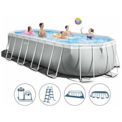 26798 Piscina Ovale Metal Frame Prisma 610 X 305 X 122con Pompa Filtro da 5,678 L / H, scaletta, telo appoggio e copertura.
