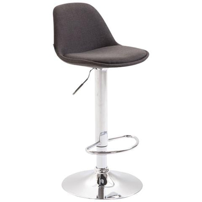 Sgabello Design Kiel in Polipropilene e Tessuto - Sgabello da Cucina Girevole e con Regolabile - Sgabello Bar Imbottito con Poggiapiedi Grigio Scuro Cromato