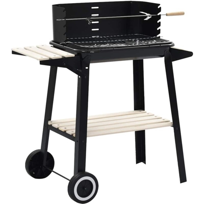 vidaXL Barbecue Mobile a Carbonella con Ruote - Nero