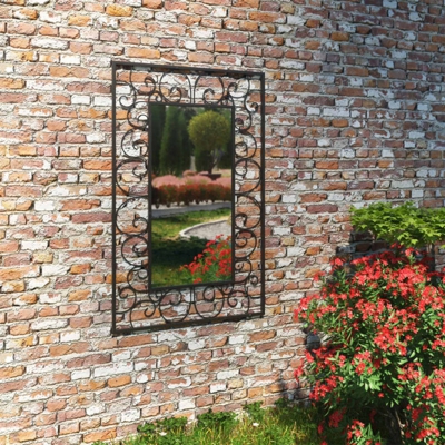 YOUTHUP Specchio da Parete per Giardino Rettangolare 50x80 cm Nero - Nero