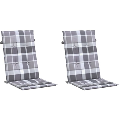 Cuscini per Sedie da Giardino 2 pz Grigi a Quadri 120x50x4 cm - Multicolore - Vidaxl