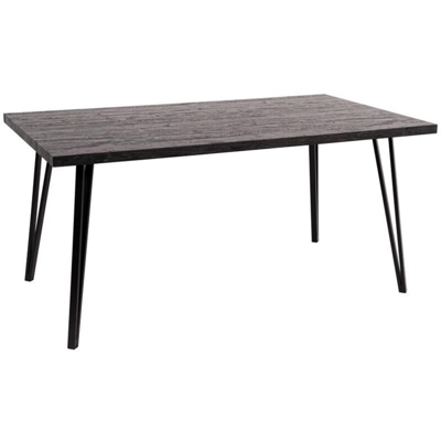 Tavolo rettangolare Leese 160x90x75cm in metallo e mdf marrone scuro e nero