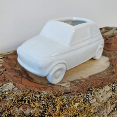 Porta oggetti umidificatore per radiatori, modello FIAT 500 - realizzato in ceramica 100% made in Italy