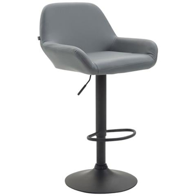 Sgabello Bar Braga in Similpelle - Sedia Cucina con Schienale e Braccioli Regolabile in Altezza - Sedia Sgabello Bancone Imbottita con Poggiapiedi Grigio Nero