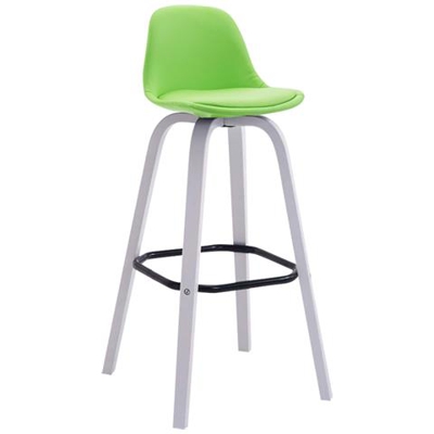 Sgabello Bar AVIKA in Similpelle Super Imbottito - Sedia Alta da Bancone con Schienale e Poggiapiedi I Sgabello Banco Design Tulip, Alt. Seduta 73,5 cm verde Colore base: bianco