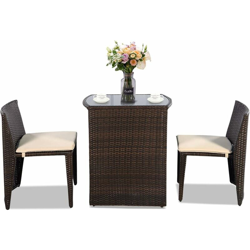 Set Mobili Giardino 3pz Un Tavolino con Due Poltrone in Rattan e Ferro características